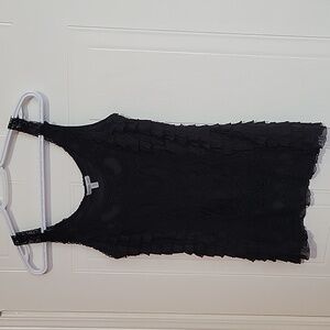 charlotte russe Black Crochet Ruffle Lace Fully Lined Tank US S